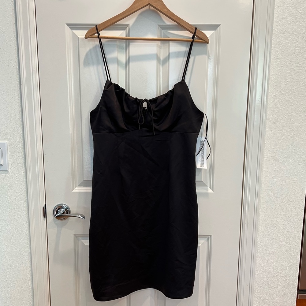 NWT Topshop Black Satin Slip-Style Dress Size 12